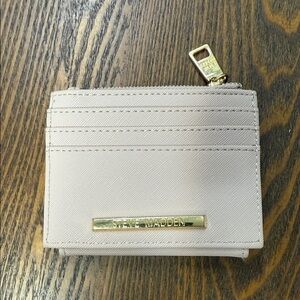Steve Madden Beige Card Holder with Gold Accents